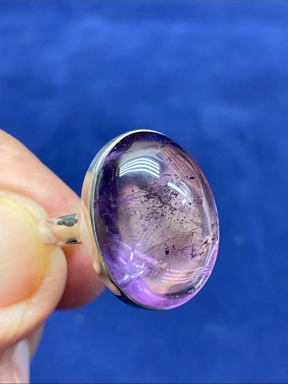 AMETRINE COBOCHON RING SIZE 7 IN SOLID STERLING SILVER 925